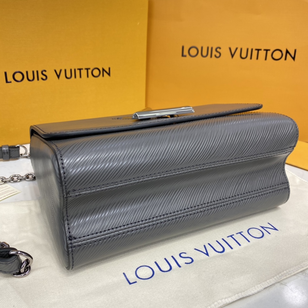 Louis Vuitton TWIST MM Handbag Epi Leather M56530 Etain Metallic Gray